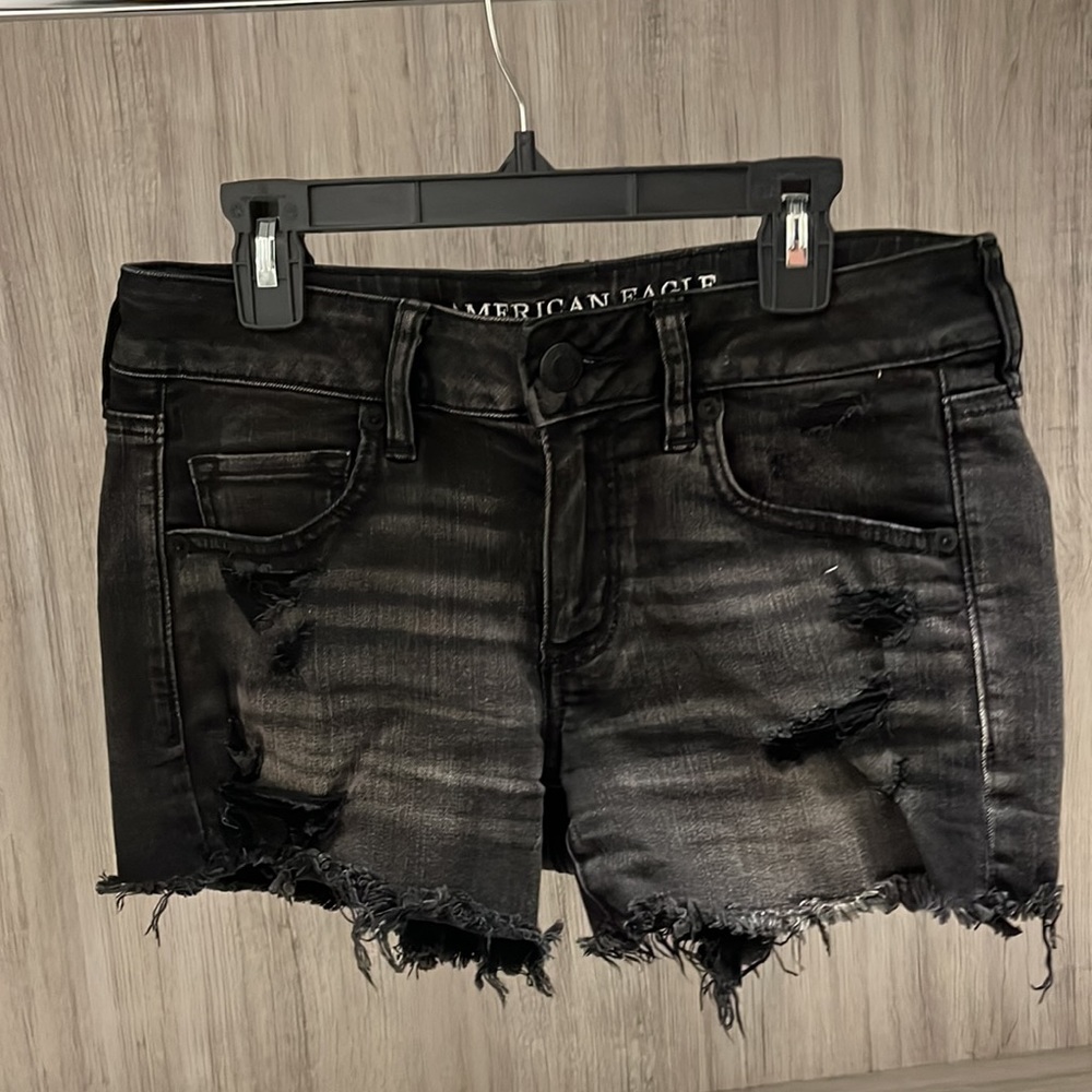 American Eagle Outfitters Black Distressed Shorts